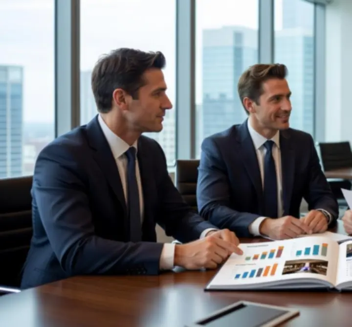 Zespół biznesowy omawiający przebieg i rezultaty zrealizowanego wydarzenia firmowego.