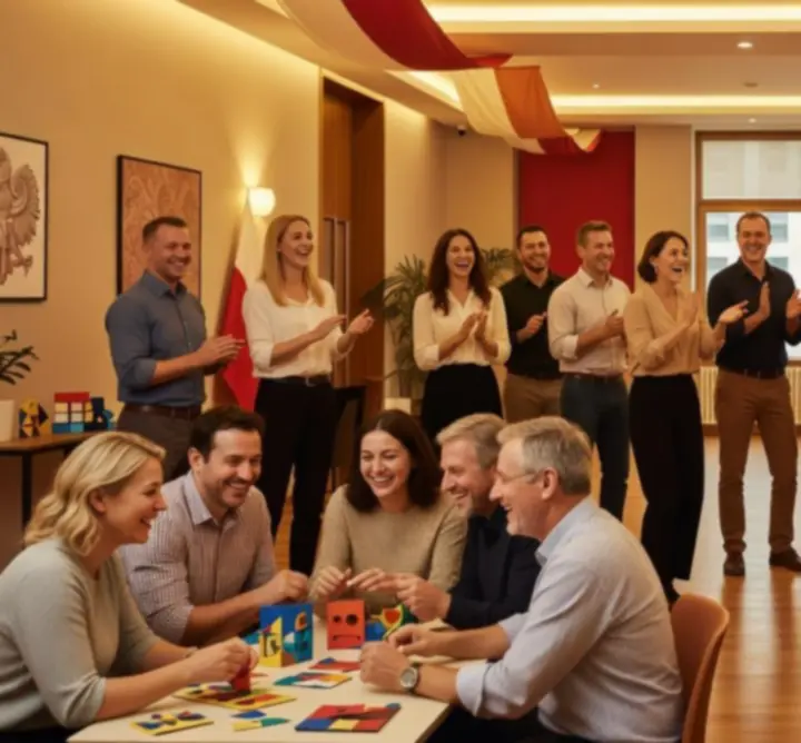 Grupa osób świętująca podczas wydarzenia