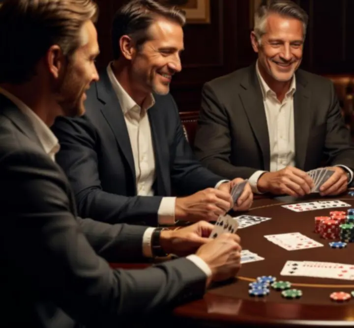 Stół pokerowy przygotowany na wieczór rozrywkowy podczas eventu