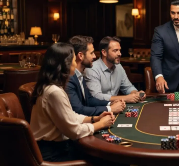 Instruktaż zasad Texas Hold’em dla uczestników wydarzenia