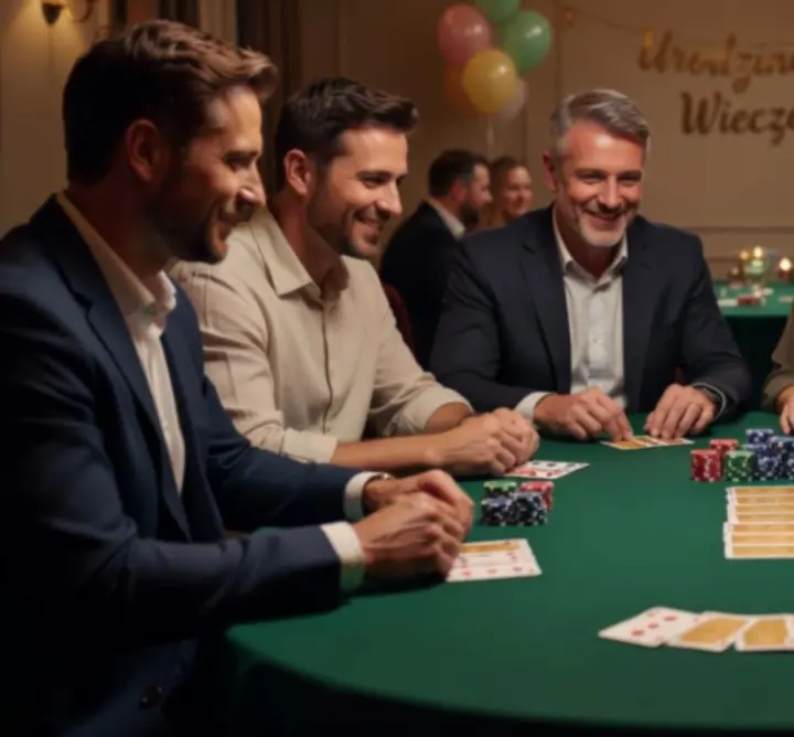 Stół pokerowy przygotowany jako atrakcja eventowa
